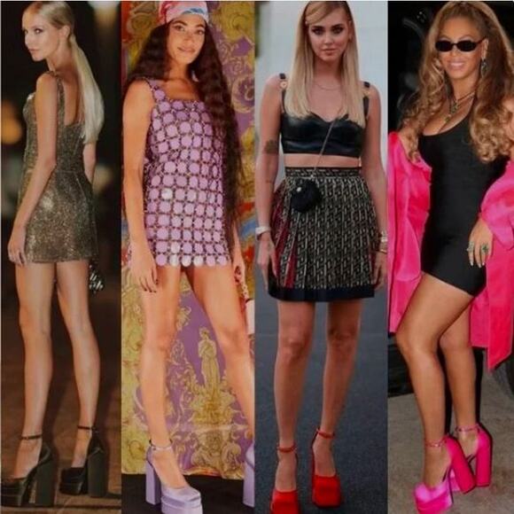 Versace Aevitas Medusa Satin Leather Crystal Charm Double Platform Sandals Sz 37 - Picture 2 of 16